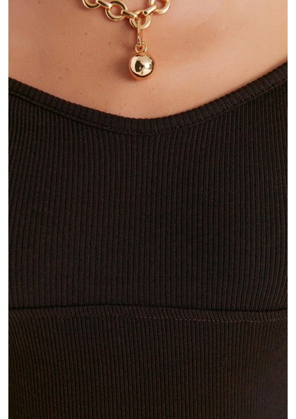 Moda Kare Yaka Örme Slim Fit Düz Desen Casual Günlük Crop Uzun Kol Bluz fırsatları