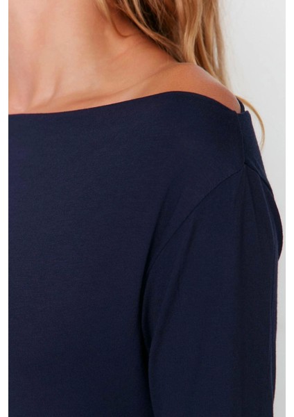 Moda Kayık Yaka Örme Slim Düz Desen Casual Günlük Regular Uzun Kol Bluz modelleri