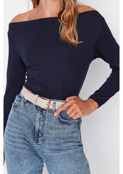 Moda Kayık Yaka Örme Slim Düz Desen Casual Günlük Regular Uzun Kol Bluz indirimleri