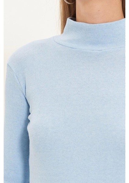 Moda Dik Yaka Örme Slim Düz Desen Casual Günlük Regular Uzun Kol Bluz indirimleri
