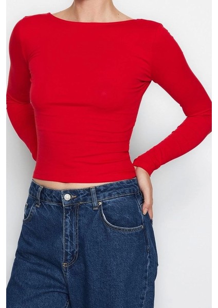 Moda Kayık Yaka Örme Slim Düz Desen Casual Günlük Regular Uzun Kol Bluz indirimleri