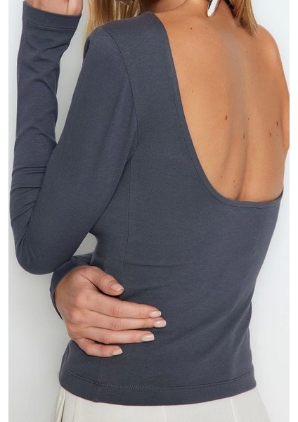 Moda Kayık Yaka Örme Slim Düz Desen Casual Günlük Regular Uzun Kol Bluz fiyatları