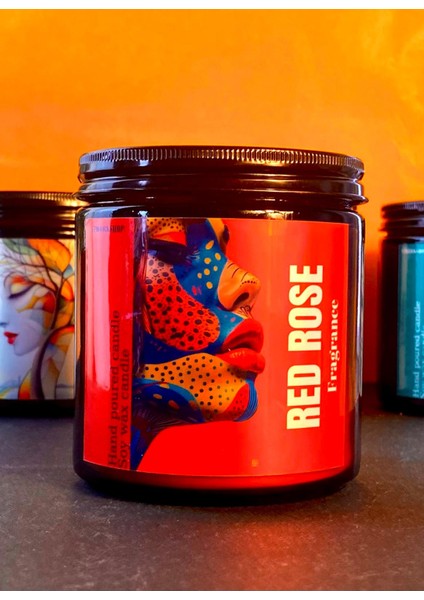 Red Rose Fragrance: Gül Kokulu Lüks Dekoratif Hediyelik Mum 390GR Soya Wax Mumu🌹✨ modelleri