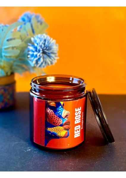 Red Rose Fragrance: Gül Kokulu Lüks Dekoratif Hediyelik Mum 390GR Soya Wax Mumu🌹✨ fırsatları