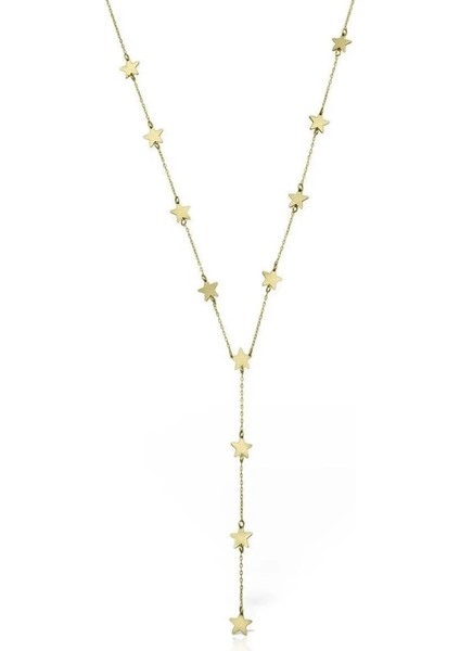 14 Ayar Altın Kolye Y Model 12 Yıldızlı