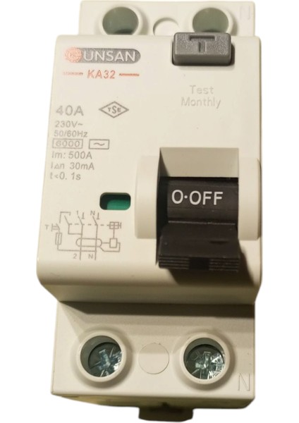 Kaçak Akım Koruma Anahtarı Ac Tip 6 Ka 1p+N 30 Ma 40A