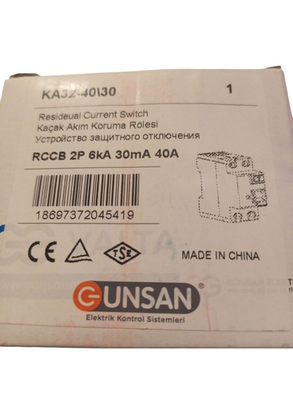 Kaçak Akım Koruma Anahtarı Ac Tip 6 Ka 1p+N 30 Ma 40A