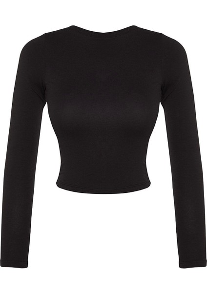 Moda Bisiklet Yaka Örme Slim Düz Desen Casual Günlük Regular Uzun Kol Bluz