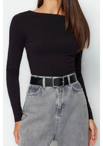 Moda Bisiklet Yaka Örme Slim Düz Desen Casual Günlük Regular Uzun Kol Bluz fırsatları