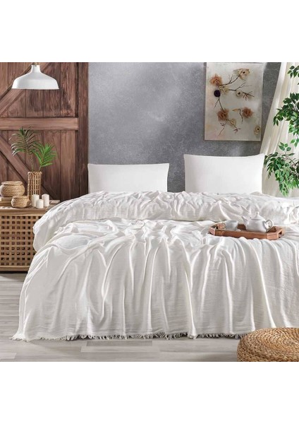 Bambu Çift Kişilik Pike Yatak Örtüsü 240 x 260 cm Ekru