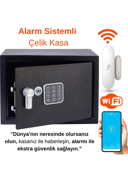 Yale Wi-Fi Alarmlı Dijital Küçük Boy Kollu Kasa - YEC/200/DB1