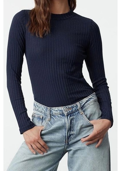 Moda Dik Yaka Örme Slim Düz Desen Casual Günlük Regular Uzun Kol Bluz fiyatları