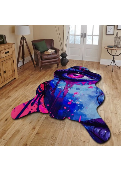 Dekoratif, 3D Baskılı Özel Tasarım, Lazer Kesim, Ince, Kaymaz Taban Halı 90