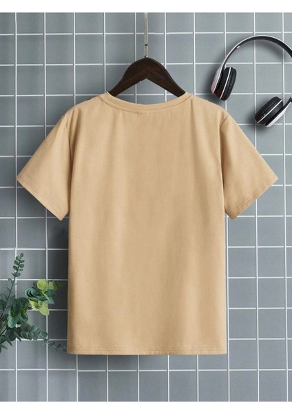 Unisex Bej Oversize T-Shirt Boston Baskılı fiyatları