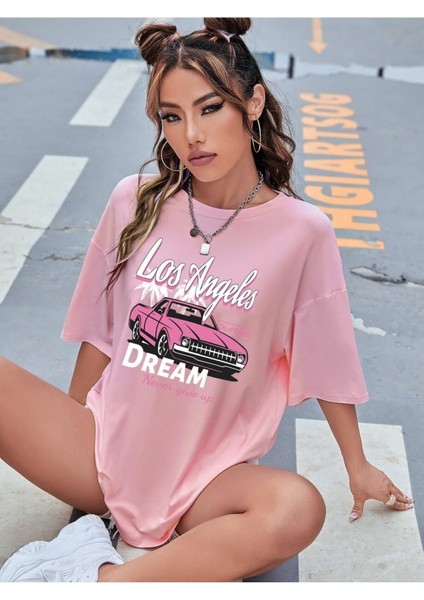 Car Dream Kadın / Kız Pembe Oversize Salas Boyfriend Kadın T-Shirt Top Bluz fiyatları