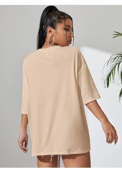 Kadın / Kız Toprak Oversize T-Shirt If The Book Baskılı