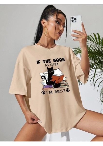 Kadın / Kız Toprak Oversize T-Shirt If The Book Baskılı