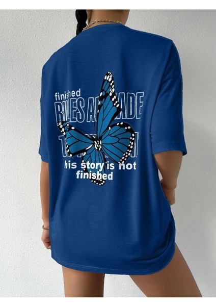 Kadın / Kız Oversize T-Shirt Kelebek Baskılı modelleri