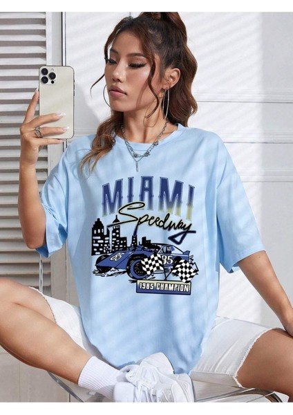 Kadın / Kız Baskılı Oversize T-Shirt Salaş Boyfirend fırsatları