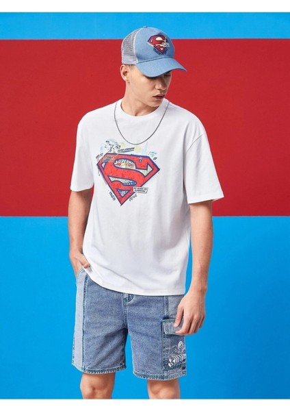 Süperman Baskılı Oversize Erkek T-Shirt Salaş Boyfirend