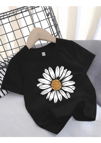 Punıx Kıds Özel Üretim Papatya Baskılı Yeni Stil Kız Çocuk Ter Tutmayan Yazlık T-Shırt