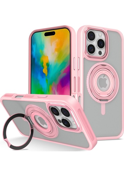 iPhone 16 Pro Banza Magsafe Standlı Kapak - Pembe 11
