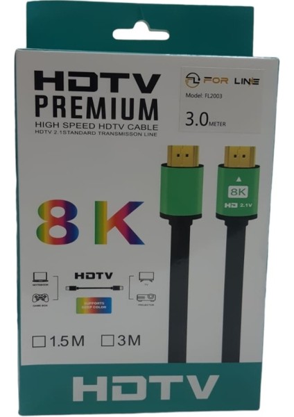 Forline For Lıne 8khdtv Premıum 3 Metre Hdmı Kablo