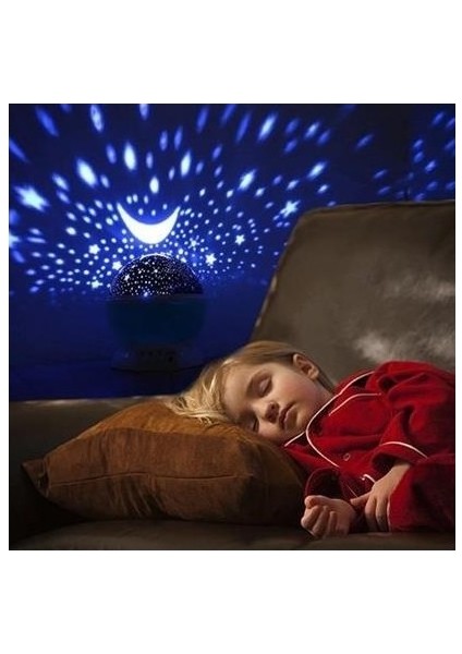 Renkli Ay Yıldız Tavan Yansıtma Pilli LED Gece Lambası Gökyüzü Projeksiyonlu Dönen Küre fiyatları