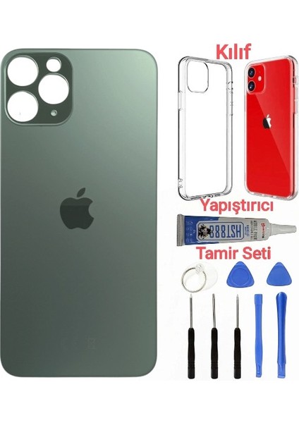 Apple iPhone 13 Pro Max Arka Kapak Pil Kapağı + Yapıştırıcı+Kılıf+Tamir Seti Yeşil Renk