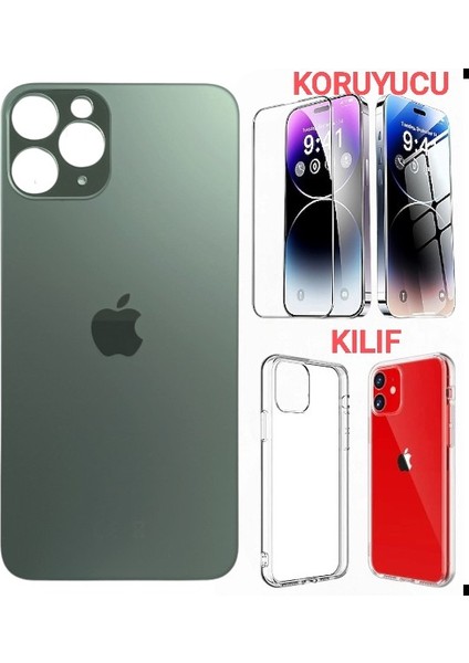 Apple iPhone 11 Pro Arka Kapak Pil Kapağı +Kılıf+Kırılmaz Yeşil Renk