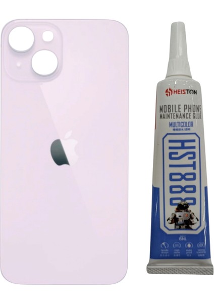 Apple iPhone 13 Arka Kapak Pil Kapağı + Yapıştırıcı Pembe Renk