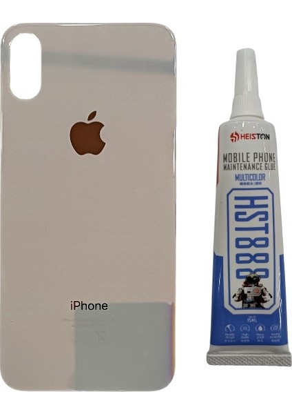 Apple iPhone Xs Arka Kapak Pil Kapağı + Yapıştırıcı Gold Renk