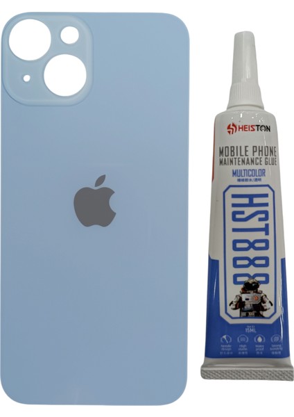 Apple iPhone 14 Arka Kapak Pil Kapağı + Yapıştırıcı Mavi Renk
