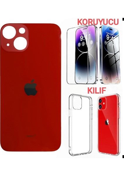 Apple iPhone 13 Mini Arka Kapak Pil Kapağı +Kılıf+Kırılmaz Kırmızı Renk