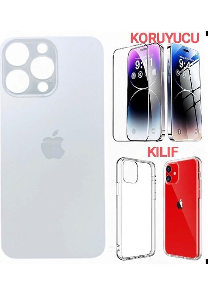 Apple iPhone 14 Pro Arka Kapak Pil Kapağı +Kılıf+Kırılmaz Beyaz Renk