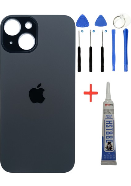 Apple iPhone 15 Arka Kapak Pil Kapağı +Tamir Seti ve Yapıştırıcı Siyah Renk