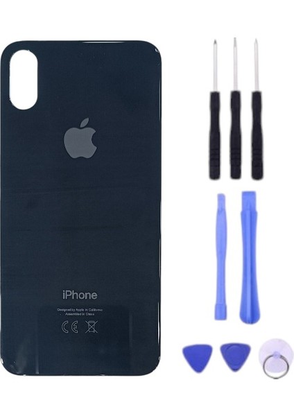 Apple iPhone Xs Arka Kapak Pil Kapağı +Tamir Seti Siyah Renk