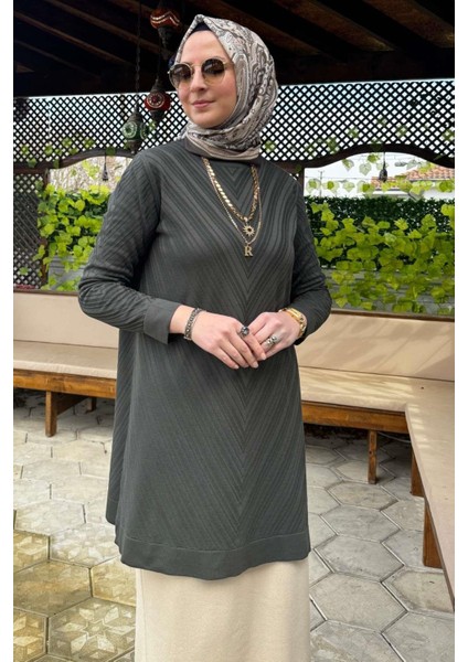 Damla Triko Tunik Haki