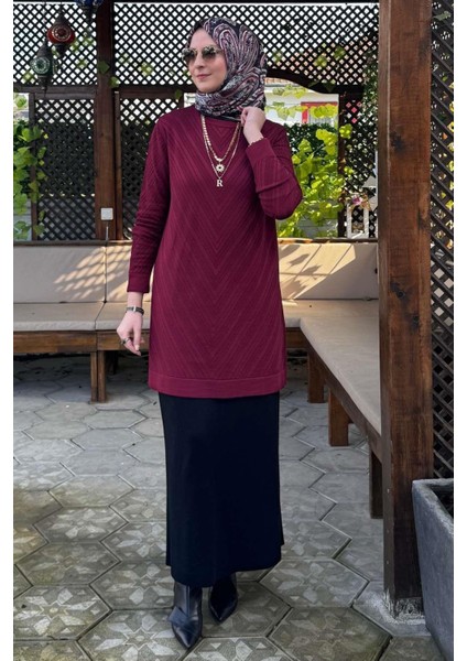 Damla Triko Tunik Bordo