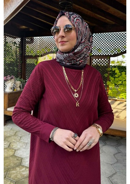 Damla Triko Tunik Bordo