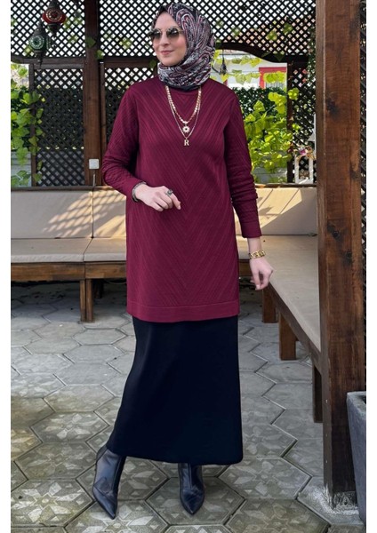 Damla Triko Tunik Bordo