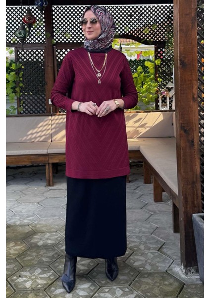 Damla Triko Tunik Bordo