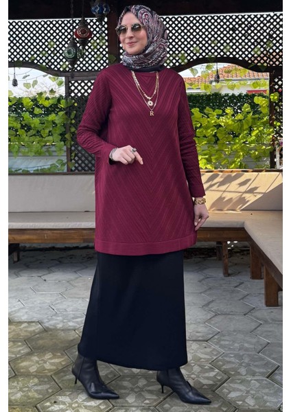 Damla Triko Tunik Bordo