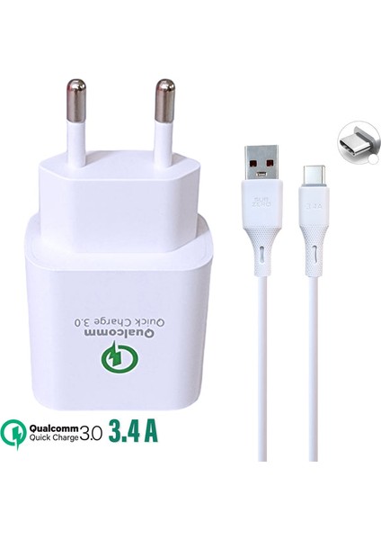 Oppo_reno4 Uyumlu Uyumlu 18W 3.4A Qualcomm Turbo Hızlı Type-C Şarj Aleti (Orginal Subzero)