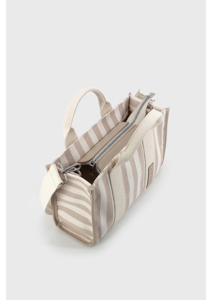 Kadın Vizon Çizgili Keten Orta Boy Çapraz Askılı El ve Omuz Çantası fırsatları