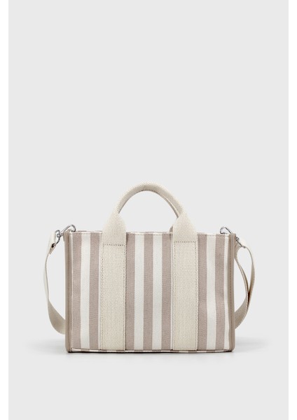 Kadın Vizon Çizgili Keten Orta Boy Çapraz Askılı El ve Omuz Çantası indirimleri