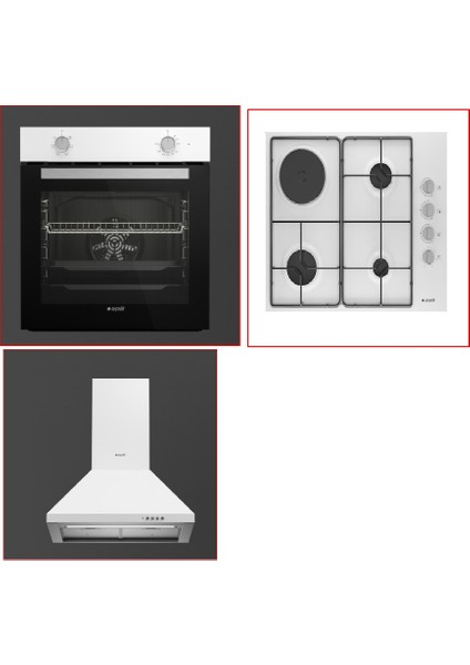 Beyaz Metal Ankastre SET(AFM130B-P27YB-OXLD611EB)