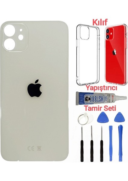 Apple iPhone 12 Arka Kapak Pil Kapağı + Yapıştırıcı+Kılıf+Tamir Seti Beyaz Renk