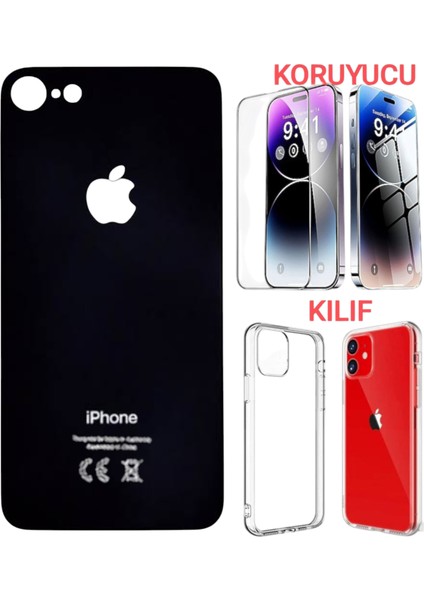 Apple iPhone 8 Arka Kapak Pil Kapağı +Kılıf+Kırılmaz Siyah Renk