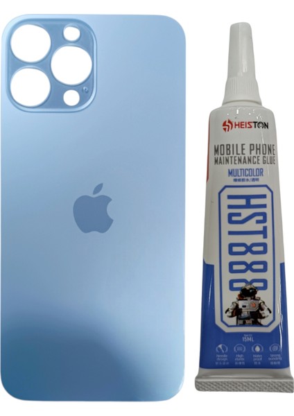 Apple iPhone 13 Pro Arka Kapak Pil Kapağı + Yapıştırıcı Mavi Renk